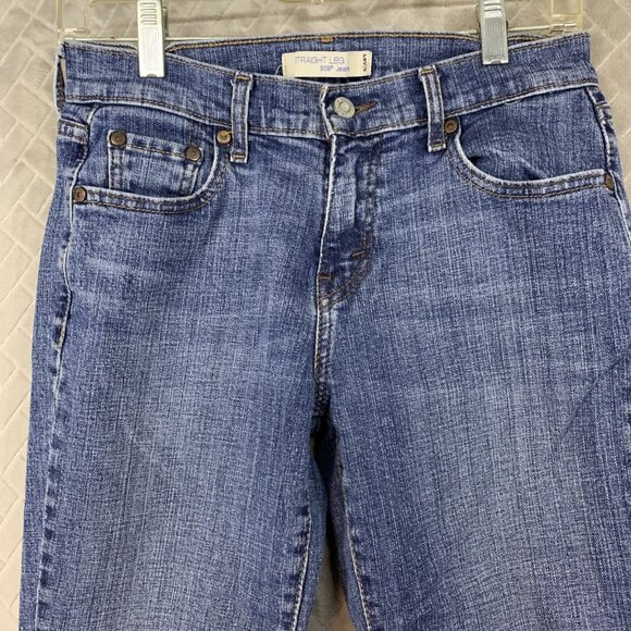 Levis 505 Womens 4 Short Denim Jeans Blue 505 Straight Leg Medium Wash Stretch - Picture 2 of 16